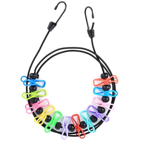 Tragbare Camping Wäscheleine, 1.8-3 Meter verstellbar Reisewäscheleine mit 12 Clips, Einziehbare Reise Wäscheleine mit Wäscheklammern, für Reise Camping Outdoor Urlaub Balkon von PXARMYYXGS