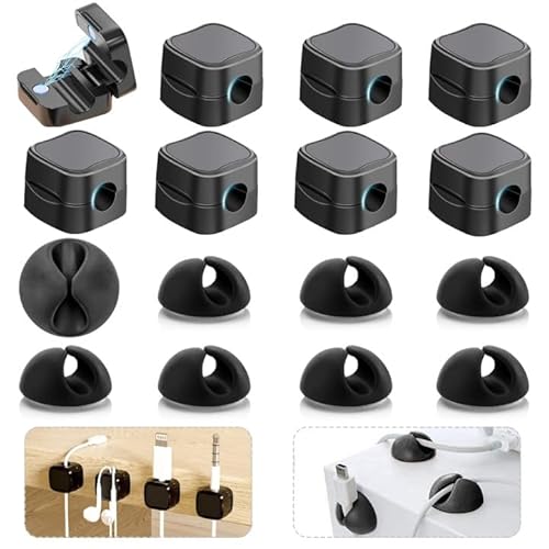 PXBSNB 16 Stück Magnetische Kabelmanagement, Verstellbare Kabel Organizer, Kabelhalter Kabelclips Schwarz, Kabelclips Selbstklebend für Netzkabel Ladekabel HDMI USB Audiokabel PXBSNB 16 Stück Magnetische Kabelmanagement, Verstellbare Kabel Organizer, Kabelhalter Kabelclips Schwarz, Kabelclips Selbstklebend für Netzkabel Ladekabel HDMI USB Audiokabel von PXBSNB