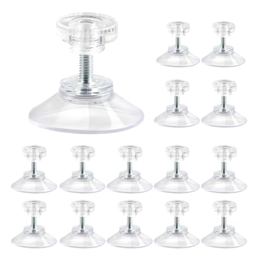 PXBSNB Saugnapf mit Gewinde und Rändelmutter, 15 Stück Ø40 MM PVC Saugnäpfe, Ohne Bohren Transparente Saugnapf Haken, Extra Starke Saugnäpfe für Fenster Auto Küche Bad Glatte Oberfläche Aufhängung von PXBSNB