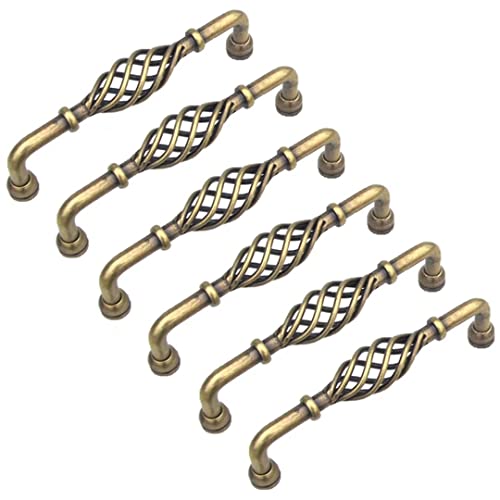 PXDOHQAW 6 Stücke Kreative Gknöpfe Vogelkäfig Spirale Design Eisen Griff Schublade Schrank Schrank Türgriff Griff Knopfratzieht/Bronze/C-Hole Distance 128Mm von PXDOHQAW