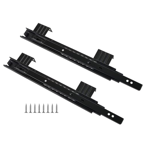 PXDOHQAW Vollauszug-Kugellager-Schienen, Tastaturablage-Schienen, Unter Dem Schreibtisch, Computer-Tastatur-Ablage-Schiene, 3-Teilischiene, Schubladen-Reparatursatz/Black/290Mm/12Inch von PXDOHQAW