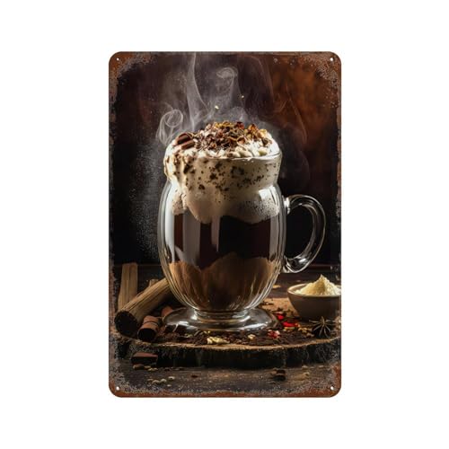 PXFJHGLKN Winterkaffee-Cocktail-Poster, Wanddekoration, Kunst, Metallblechposter, moderne Bar-Dekorationen, 30 x 20 cm von PXFJHGLKN