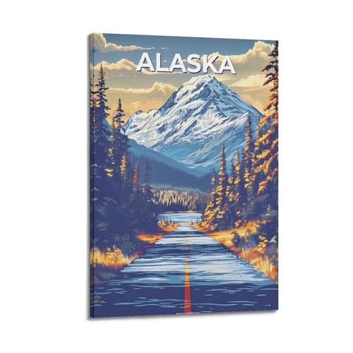 Alaska Vintage-Reiseposter, Wandkunst, Leinwand, Gemälde, Bild, Wohnzimmer-Dekoration, Zuhause, 30 x 45 cm von PXMSMX