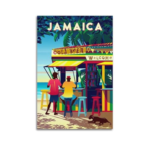Jamaika-Vintage-Reise-Poster, Druck, Fotokunst, Malerei, Leinwand, Heimdekoration, Schlafzimmer, moderne Dekorationen, 20 x 30 cm von PXMSMX