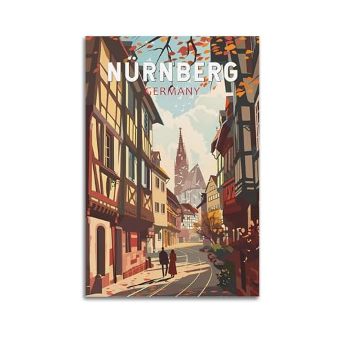 Nürnberg, Deutschland, Vintage-Reiseposter, Wandkunst, Rollen, Leinwand, Gemälde, Bild, Wohnzimmer-Dekoration, Zuhause, 40 x 60 cm von PXMSMX
