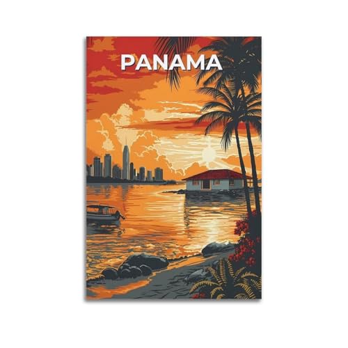 Panama Vintage-Reiseposter, Wandkunst, Leinwand, Gemälde, Bild, Wohnzimmer-Dekoration, Zuhause, 50 x 75 cm von PXMSMX