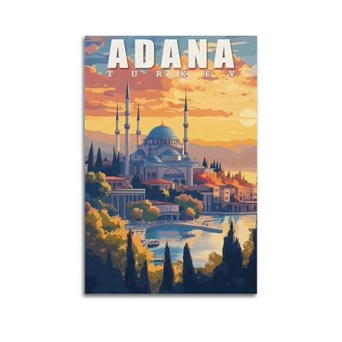 Türkei Adana Vintage-Reiseposter auf Leinwand, Gemälde, Wandkunst, dekoratives Bild, Drucke, moderne Dekoration, 40 x 60 cm von PXMSMX