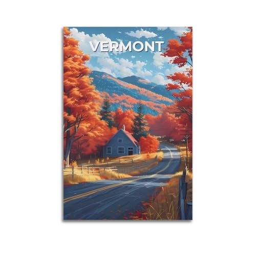 Vermont Vintage-Reise-Poster, Bild, Druck, Wandkunst, Gemälde, Leinwand, Kunstwerke, Idee, Raum, ästhetisch, 50 x 75 cm von PXMSMX
