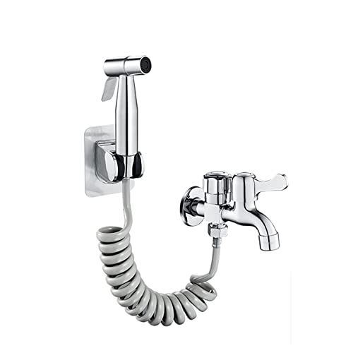 Hand-Bidet-Set Jet-Spray for Toilettentuch Windelsprüher for Waschbecken Dual Mode 2 m Schlauch Bidet-Sprühkopf Chrom G1 / 2 Dual-Wasserhahn for Waschmaschine, gebürstet(Brushed) von PXQCHAVLN