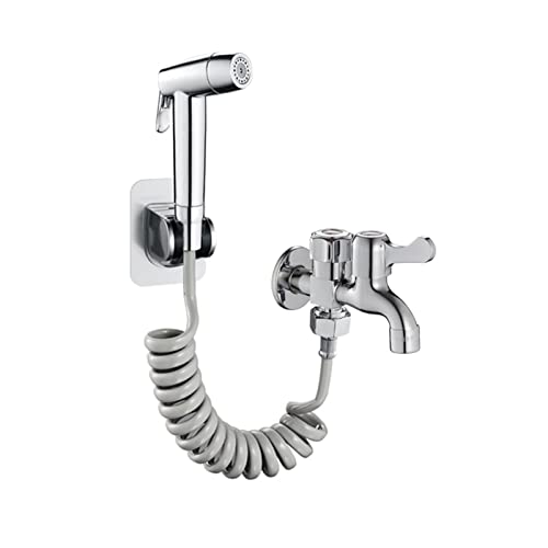 Hand-Bidet-Set Jet-Spray for Toilettentuch Windelsprüher for Waschbecken Dual Mode 2 m Schlauch Bidet-Sprühkopf Chrom G1 / 2 Dual-Wasserhahn for Waschmaschine, gebürstet(Chrome) von PXQCHAVLN