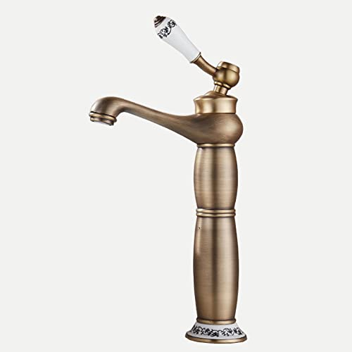 Wasserhahn for Waschbecken mit heißem und kaltem Wasser Antik Bronze Badezimmer Wasserhahn Messing Badezimmer Wasserhahn Einloch Retro Waschbecken Wasserhahn for Toilette, Antik B(Antique D) von PXQCHAVLN