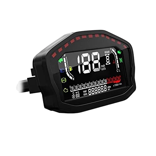 PXQPYMATX Motorrad LED LCD GPS Tachometer Digitale Hintergrundbeleuchtung Wasserdichter Kilometerzähler Tachometer for 1,2,4 Zylinder Motorwagen Auto-Tachometer(With GPS) von PXQPYMATX