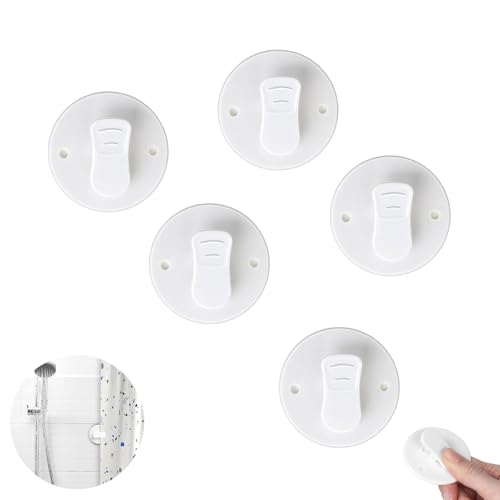 5 Stück Duschvorhang Clips Selbstklebende Vorhang Klammern Winddichte Vorhang Clips Weiß Badezimmer Zubehör für Dusche Camper Badezimmer Home Deko 5 Stück Duschvorhang Clips Selbstklebende Vorhang Klammern Winddichte Vorhang Clips Weiß Badezimmer Zubehör für Dusche Camper Badezimmer Home Deko von PXRLMYF