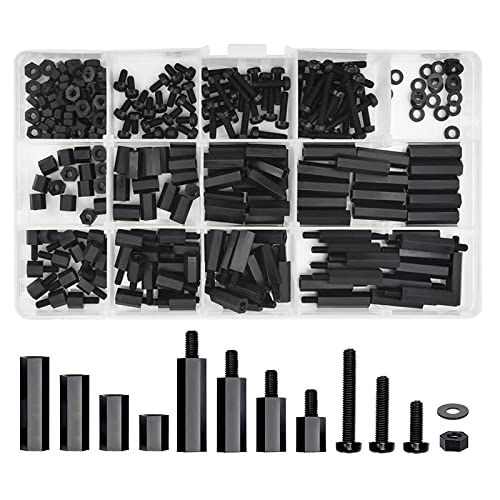 260 Stück Schrauben Set,Nylon Schwarz Hex Spacer Schraubenmutter Standoff Zubehör Sortiment Kit, Motherboard Sortiment Kit für Leiterplatten von PXRLMYF