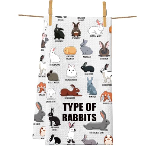 PXTIDY Handtuch mit Hasenmotiv, gemustert, Hasenliebhaber, Geschenk, Kaninchen, Tier, Küchentuch (weiß) von PXTIDY