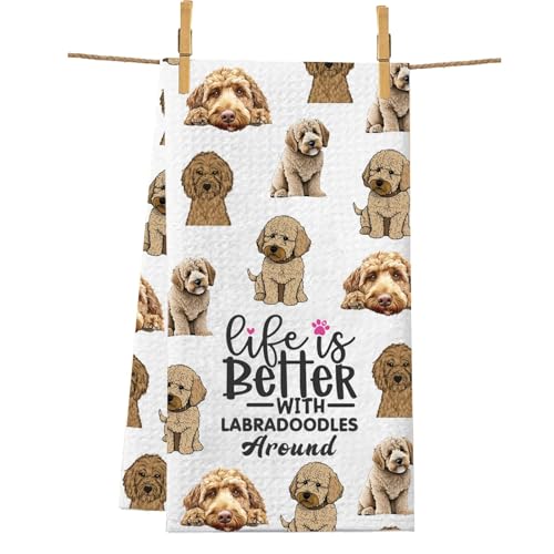 PXTIDY Labradoodle-Küchentuch Life is Better with Labradoodles Around Pet Dog Lover Geschirrtuch Labradoodle, Geschenk für Hunde und Mütter von PXTIDY