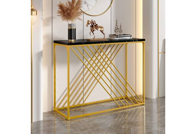 PXloue Konsolentisch Moderne Konsole mit goldener Metallbasis und stilvollem Design, Eleganter minimalistischer Tisch – perfekte Ergänzung für Ihr Zuhause. von PXloue