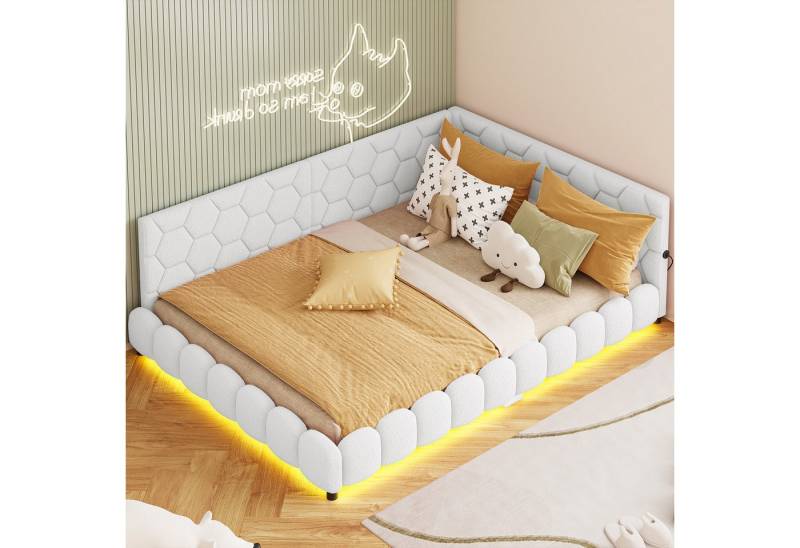 PXloue Polsterbett Daybett Tagesbett, Schlafsofa,Mit LED-Beleuchtung und USB-Ladeanschluss,140x200 cm PXloue Polsterbett Daybett Tagesbett, Schlafsofa,Mit LED-Beleuchtung und USB-Ladeanschluss,140x200 cm von PXloue