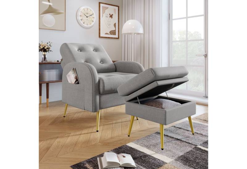 PXloue Relaxsessel Einzelsessel Loungesessel mit Fußstütze und goldenen Beinen (2-St., mit Fußstütze), mit Relaxfunktion von PXloue