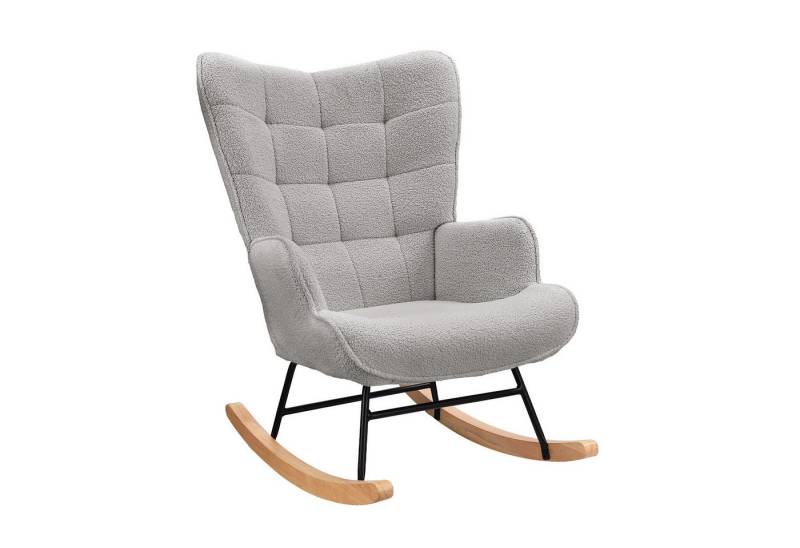 PXloue Schaukelstuhl Stillsessel Relaxsessel Loungesessel, Mit Holzkufen Wohnzimmersessel für Schlafzimmer Kinderzimmer,Teddysamt von PXloue