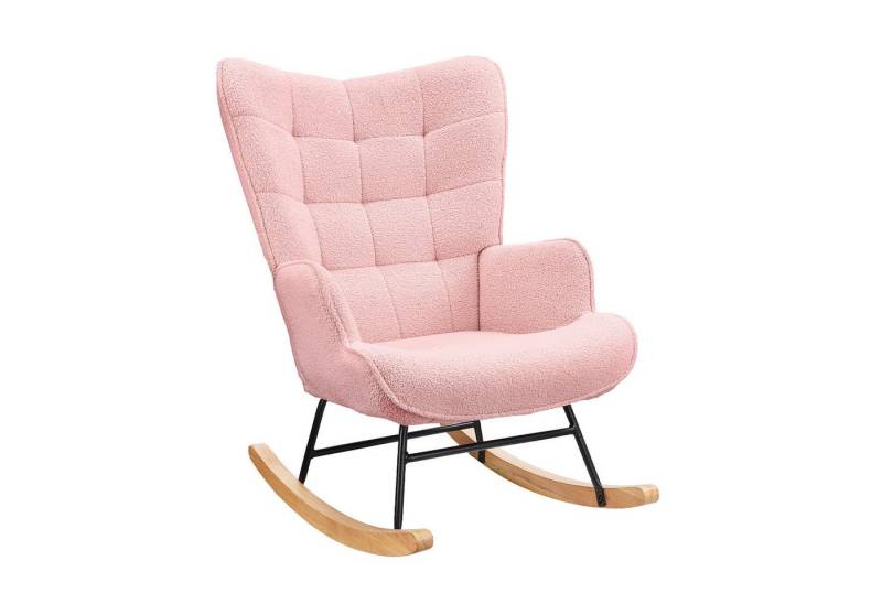 PXloue Schaukelstuhl Stillsessel Relaxsessel Loungesessel, Mit Holzkufen Wohnzimmersessel für Schlafzimmer Kinderzimmer,Teddysamt von PXloue