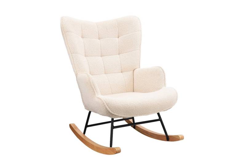 PXloue Schaukelstuhl Stillsessel Relaxsessel Loungesessel, Mit Holzkufen Wohnzimmersessel für Schlafzimmer Kinderzimmer,Teddysamt von PXloue