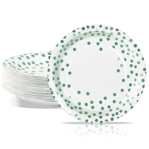 PYAILI 50Stück Pappteller, Partyteller Kindergeburtstag Teller Set 18 CM Partygeschirr Set, Weiß Grün Einweg Papier Teller zum Abschlussfeier, Silvester, Kindergeburtstag, Geburtstag PYAILI 50Stück Pappteller, Partyteller Kindergeburtstag Teller Set 18 CM Partygeschirr Set, Weiß Grün Einweg Papier Teller zum Abschlussfeier, Silvester, Kindergeburtstag, Geburtstag von PYAILI
