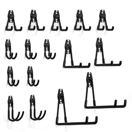 PYBTOOL Garage Wall Utility Hooks, Heavy Duty Garage Storage Hooks for Multi-Purpose, Garden Tool Steel Hooks (Black)(16PC) von PYBTOOL