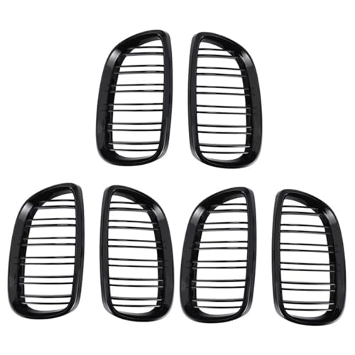 PYCJNFC 6Pcs Front Stoßstange Niere Twin Fins Sport Grill Grille Für BMW E92 E93 M3 2006-2009 08-13 3-Series M3(E92/E93) 07-10(Bright Black) von PYCJNFC