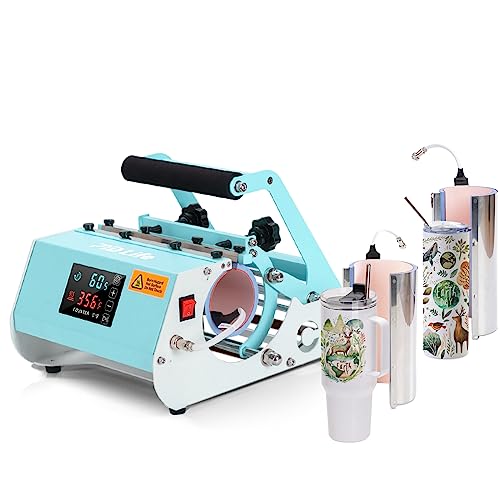 PYD Life 2 in 1 4 oz Tumbler Heat Press Machine 110V Mint Green 20oz 3 oz Mug Heat Press Touch Screen für 4 oz Tumbler mit Griff Sublimation Tumbler Flaschen Tassen Glas Tumbler Druck von PYD Life