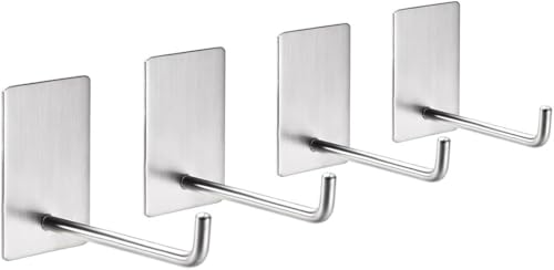 PYENHDI Kleiderhaken, 4 stücke Klebe Haken Wand Edelstahl Aufhänger for Küche Taschen Handtuch Mantel von PYENHDI