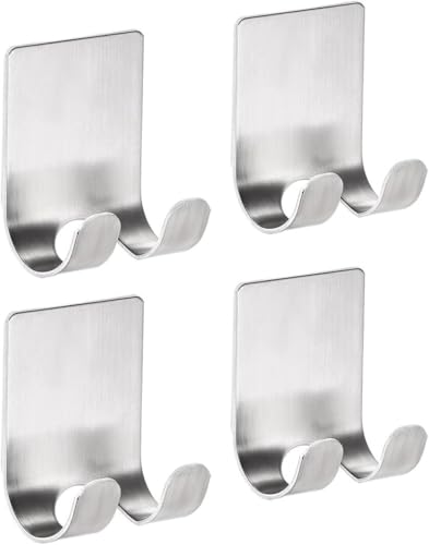 PYENHDI Kleiderhaken, 4 stücke Klebe Haken Wand Edelstahl Aufhänger for Küche Taschen Handtuch Mantel PYENHDI Kleiderhaken, 4 stücke Klebe Haken Wand Edelstahl Aufhänger for Küche Taschen Handtuch Mantel von PYENHDI