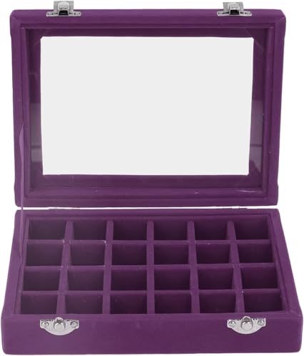 PYENHDI Schmuckkästchen, Kleine Samt-Aufbewahrungsbox, 24 Fächer, verschließbare Schmuckschatulle, PYENHDI Schmuckkästchen, Kleine Samt-Aufbewahrungsbox, 24 Fächer, verschließbare Schmuckschatulle, von PYENHDI
