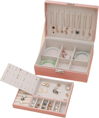 PYENHDI Schmuckkästchen, Multifunktionale Schatulle aus PU-Leder, doppellagig, großes Fassungsvermögen, Schmuck-Organizer von PYENHDI