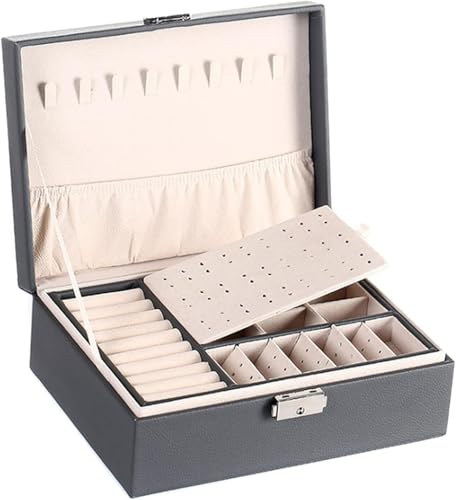 PYENHDI Schmuckkästchen, Multifunktionale Schatulle aus PU-Leder, doppellagig, großes Fassungsvermögen, Schmuck-Organizer PYENHDI Schmuckkästchen, Multifunktionale Schatulle aus PU-Leder, doppellagig, großes Fassungsvermögen, Schmuck-Organizer von PYENHDI
