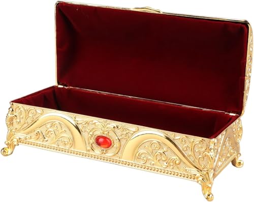 PYENHDI Schmuckkästchen, Retro-Schmuckschatulle in Gold, rechteckige aus Metall und S von PYENHDI