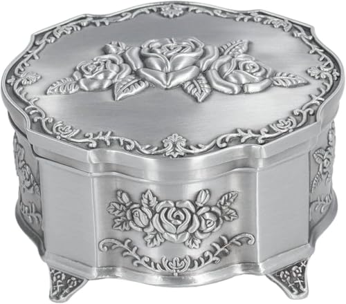 PYENHDI Schmuckkästchen, Vintage-Schmuckkästchen aus Zinklegierung mit weichem Futter, geprägtem Design, Oberflächenpolitur, langlebig von PYENHDI