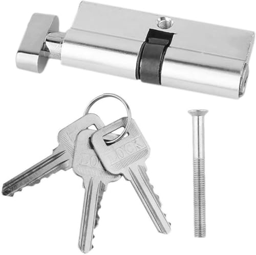 Zylinderschloss, 70 mm Aluminium-Türschloss, Home Security Anti-Snap-Bohrer mit 3 Schlüsseln von PYENHDI