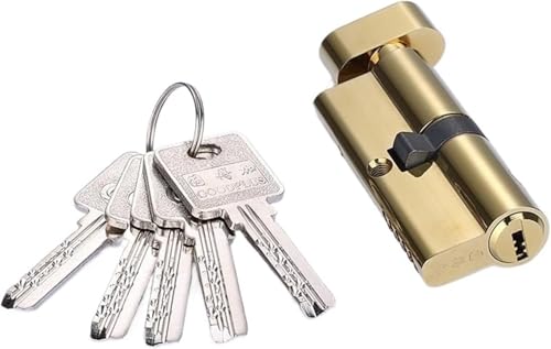 Zylinderschloss, 75 mm Standard-Türschlosskern mit Diebstahlschutz, Innentür komplett aus Kupfer mit 5 Hauptschlüsseln von PYENHDI