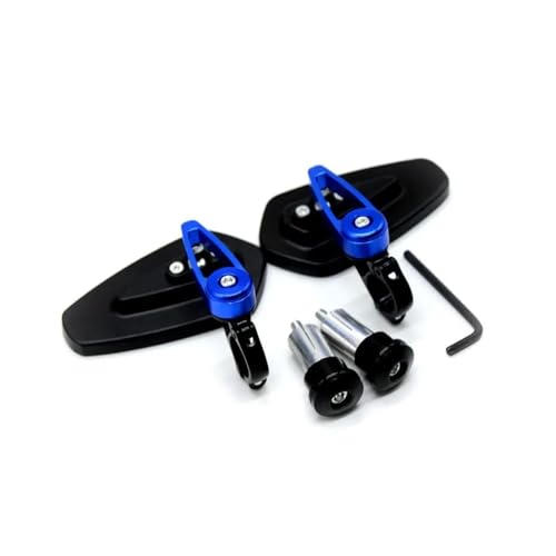 PYGVGALPPK 1 Paar 7/8 Zoll 22 mm Universal Motorrad Aluminium Rückansicht Schwarz Lenker Ende Seitenrückspiegel(with Blue Plug) von PYGVGALPPK