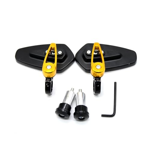 PYGVGALPPK 1 Paar 7/8 Zoll 22 mm Universal Motorrad Aluminium Rückansicht Schwarz Lenker Ende Seitenrückspiegel(with Golden Plug) von PYGVGALPPK