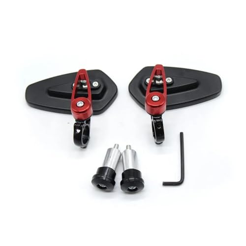 PYGVGALPPK 1 Paar 7/8 Zoll 22 mm Universal Motorrad Aluminium Rückansicht Schwarz Lenker Ende Seitenrückspiegel(with Red Plug) von PYGVGALPPK