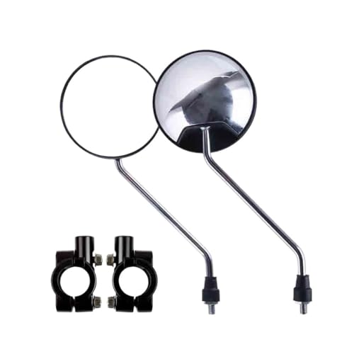 PYGVGALPPK 8MM Schraube Runder Motorrad Roller E-Bike Rückspiegel 360 Grad gedreht Einstellen Rückspiegel Spiegel Moped Seitenspiegel Universal(Silver and Holder) von PYGVGALPPK
