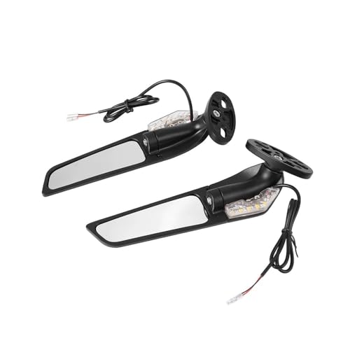 PYGVGALPPK Modifizierte Motorrad-Rückspiegel, Windflügel, verstellbar, drehbar, mit LED-Licht, passend for Yamaha YZF R1 R6 R25 R3, passend for Suzuki GSXR(with Light) von PYGVGALPPK