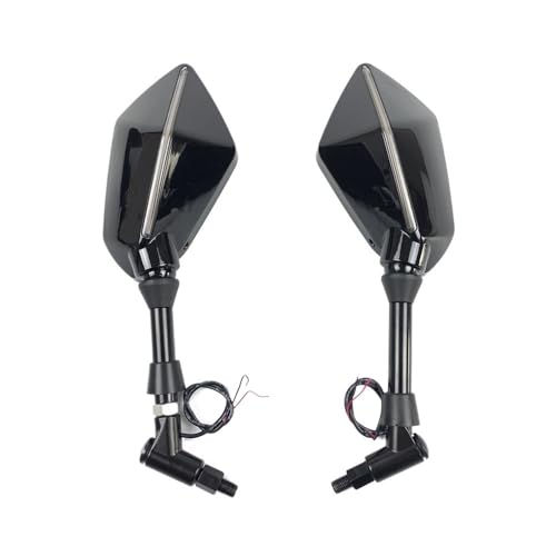 PYGVGALPPK Universelle Motorrad-Rückspiegel mit LED-Licht. Passend for Honda, passend for Suzuki, passend for Kawasaki, passend for Ducati, passend for Yamaha.(10mm Black) von PYGVGALPPK