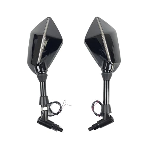 PYGVGALPPK Universelle Motorrad-Rückspiegel mit LED-Licht. Passend for Honda, passend for Suzuki, passend for Kawasaki, passend for Ducati, passend for Yamaha.(8mm Black) von PYGVGALPPK