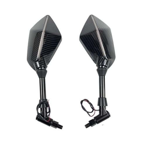 PYGVGALPPK Universelle Motorrad-Rückspiegel mit LED-Licht. Passend for Honda, passend for Suzuki, passend for Kawasaki, passend for Ducati, passend for Yamaha.(8mm Carbon) von PYGVGALPPK