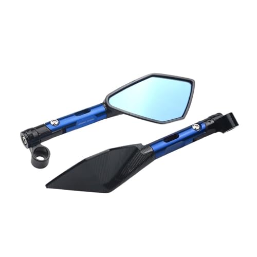 PYGVGALPPK Universeller CNC-Aluminium-Motorrad-Lenkerrückspiegel, Blauer Blendschutzspiegel, passend for Honda, passend for Yamaha, passend for Suzuki, passend for Roller(Short Blue) von PYGVGALPPK