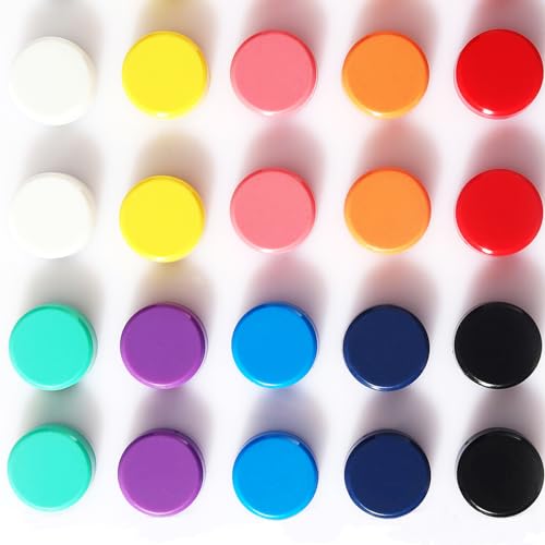 PYJLBX Magnete für Magnettafel, 20 Stück 10 Farben Magnet Kühlschrankmagnete, Magnete Stark Magnete Kühlschrank Tafel Magneten Kleine Mini Magnete Bunt Rund Magnete für Whiteboard Pinnwand Kühlschrank von PYJLBX