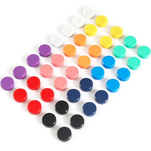 PYJLBX Magnete für Magnettafel, 40 Stück 10 Farben Magnet Kühlschrankmagnete, Magnete Stark Magnete Kühlschrank Tafel Magneten Kleine Mini Magnete Bunt Rund Magnete für Whiteboard Pinnwand Kühlschrank von PYJLBX